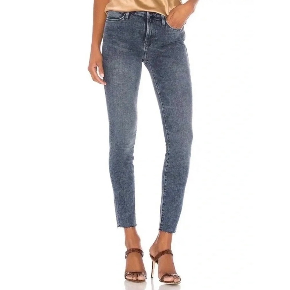 FRAME Le High Skinny Jeans Beat Wash Raw Hem Acid Wash Denim Womens 29